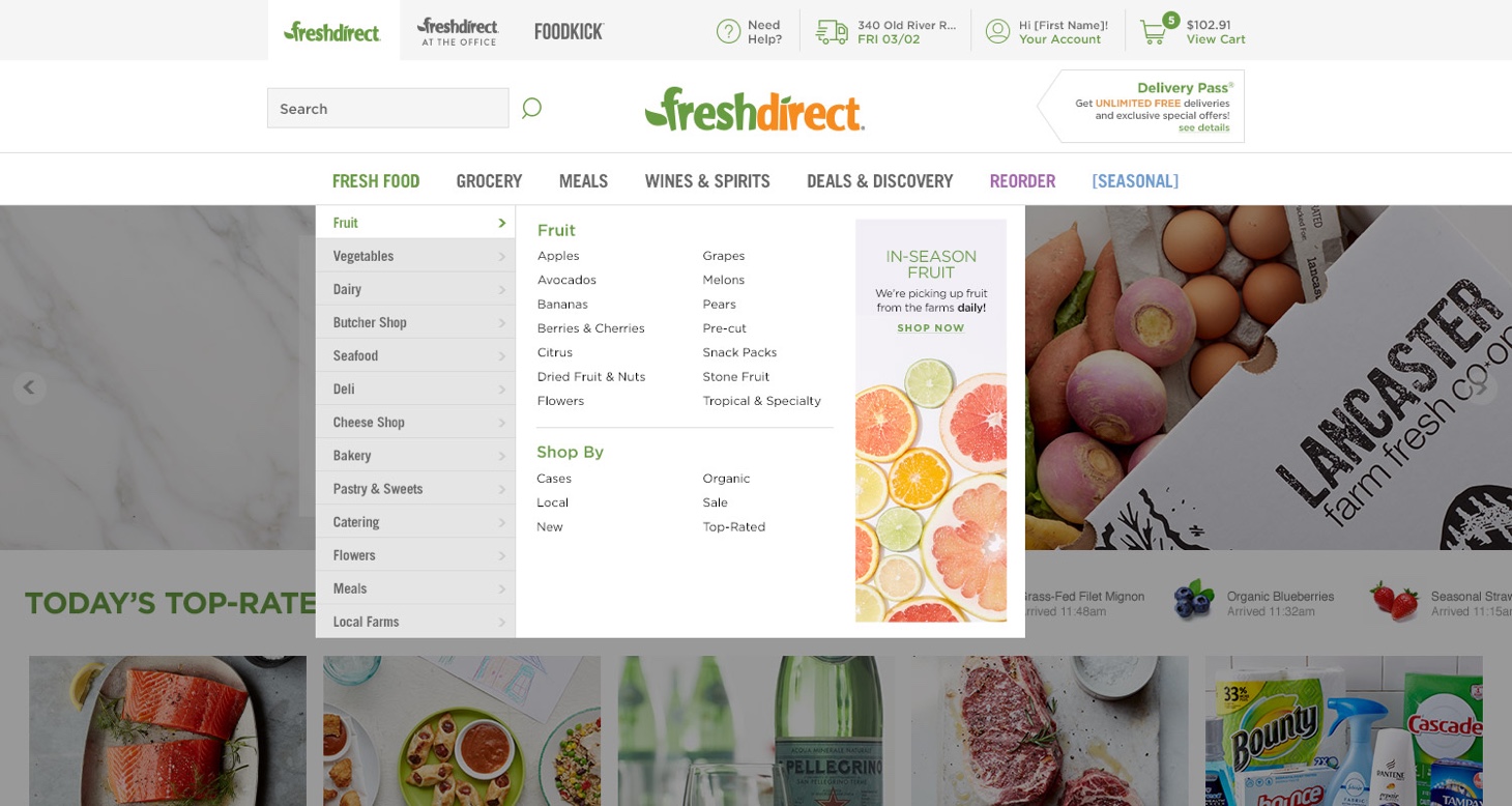 FreshDirect Navigation