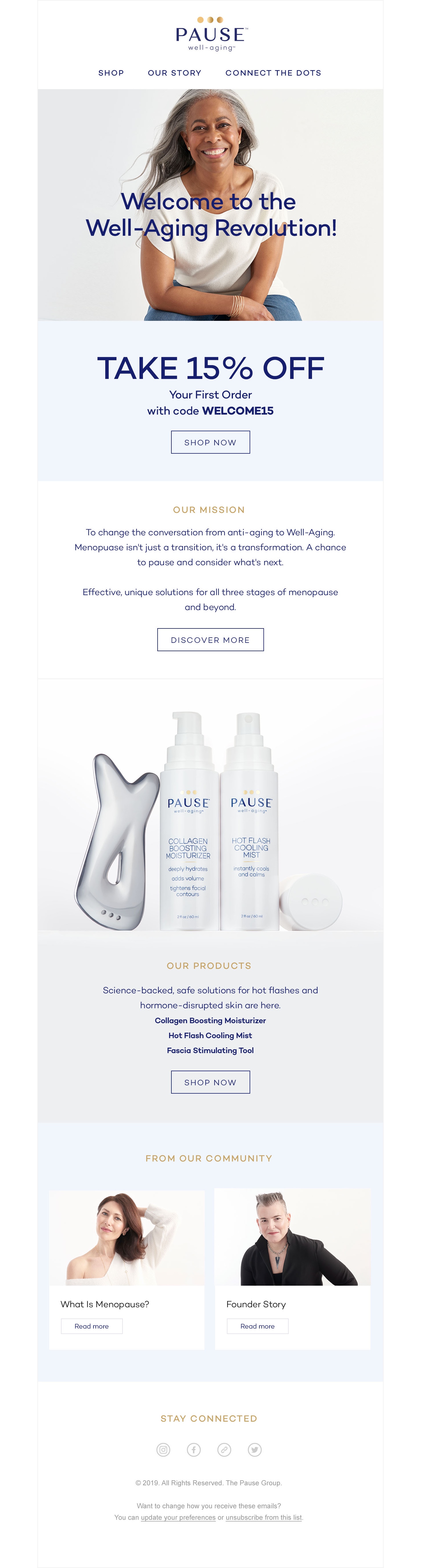 Pause Well-Aging Welcome Email